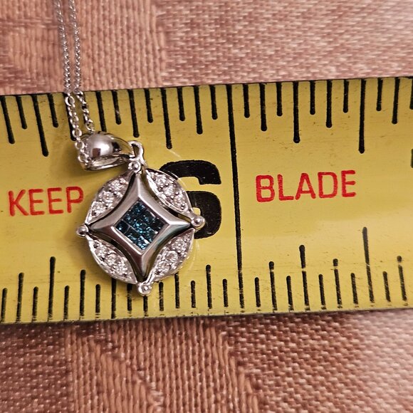 NWOT 14K White Gold and Lab Created Blue and White Diamonds - Picture 10 of 10